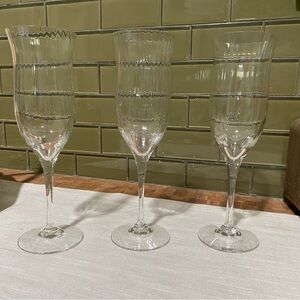 Three Orrefors Harmony Crystal Claret Wine Glasses